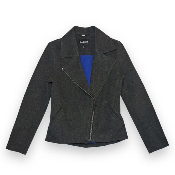 Betabrand SoHo Moto Biker Bomber Jacket Sz S Asymmetrical Full-Zip Blue lined - Picture 5 of 12